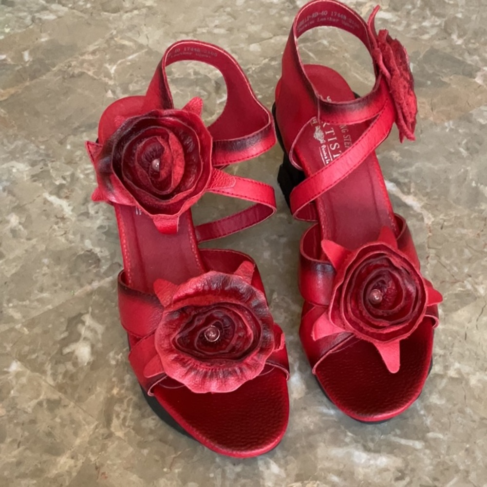 Red Floral Women's Sandals